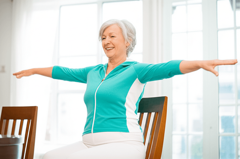 Woman doing chair pilates